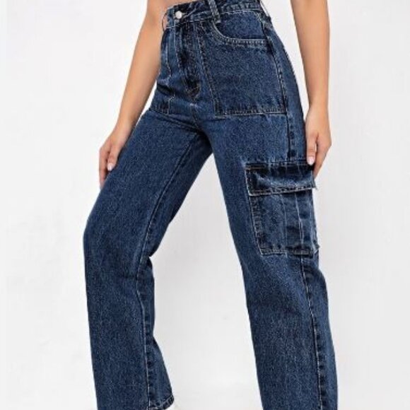 SHEIN SXY Cargo Denim Jean 90's Style Misses Size Medium - Picture 2 of 12